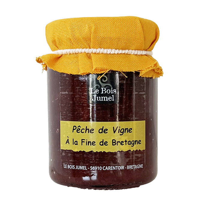 Confiture pêche de vigne à la fine de Bretagne