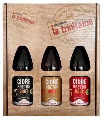 Coffret assortiment de trois cidres brut/doux/rosé 75cl