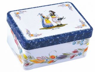 Coffret sucrette "Faïence couple fleurs"