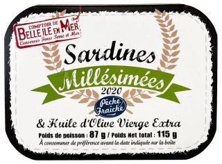Sardines millésimées 2020 à l'huile d'olive vierge extra