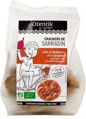 Crackers bio de sarrasin aux échalotes et caramel