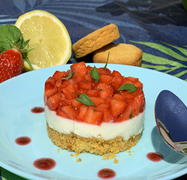 Panna Cotta Fraises Basilic et Palet breton