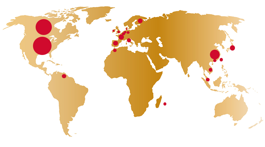 carte représentant la présence de la trinitaine dans le monde